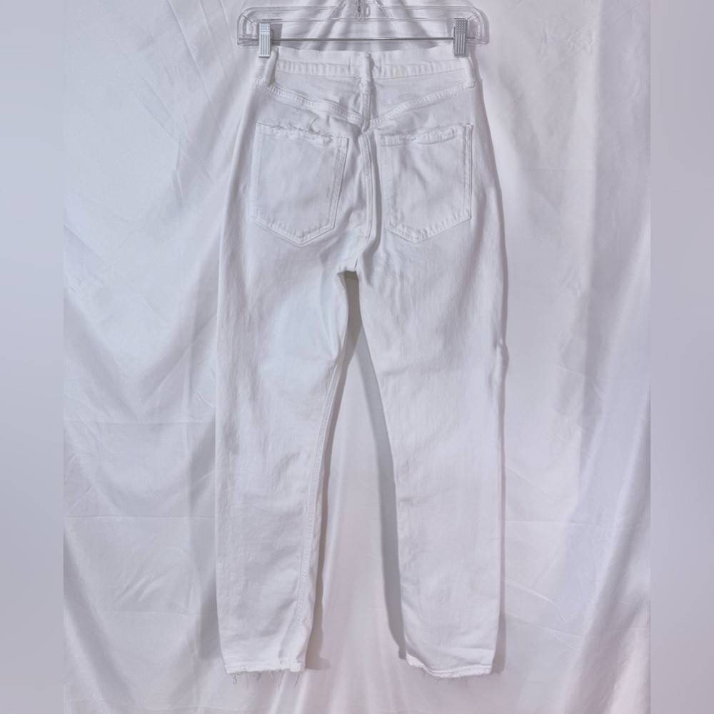Agolde Riley Long High Rise Straight Leg Jeans With Raw Hem In Sour Cream Color - Picture 10 of 16